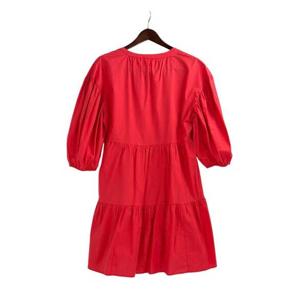 Sundry Evereve The Anywhere Tiered Puff Sleeve Poplin Cotton Dress Womens Size 2 - Picture 2 of 9